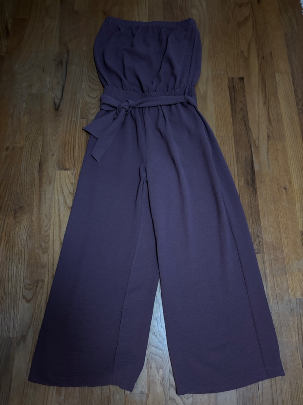 bishop + young Strapless Wide-Leg Jumpsuit in Plum